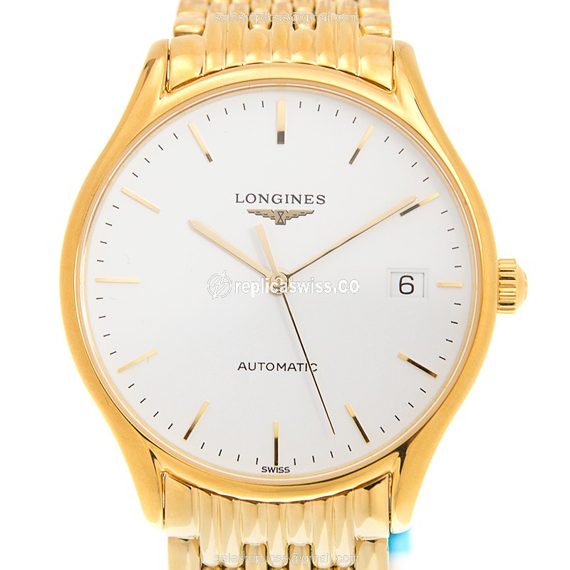 Luxurious Longines Lyre Replica in White Dial & Gold PVD Case, Automatic Movement Watch