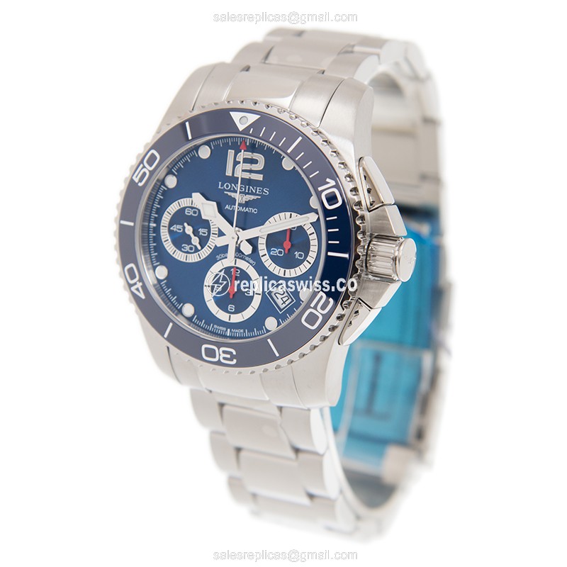 Elegant Longines CONQUEST Automatic Steel & Ceramic Replica with Blue Dial & Silver Steel Strap - view 3