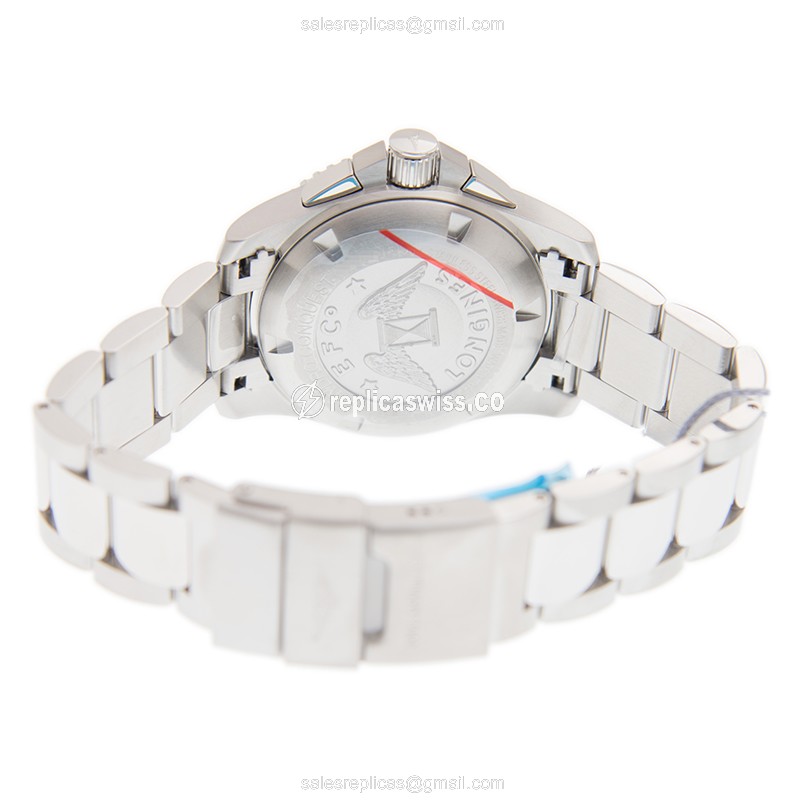 Elegant Longines CONQUEST Automatic Steel & Ceramic Replica with Blue Dial & Silver Steel Strap - view 4