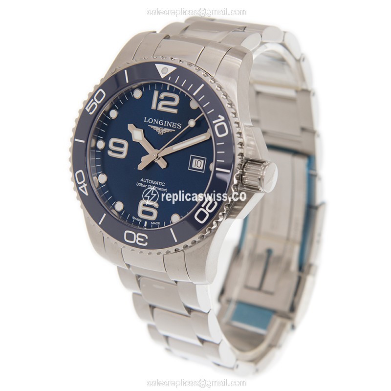 Elegant Longines CONQUEST Automatic Steel Watch | Blue Dial & Silver Steel Strap - view 3