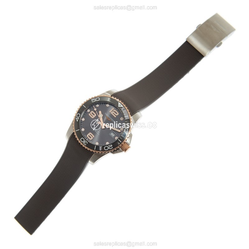 Elegant Longines Conquest Replica in 18kt Rose Gold & Steel, Automatic Movement, Gray Dial Watch - view 2