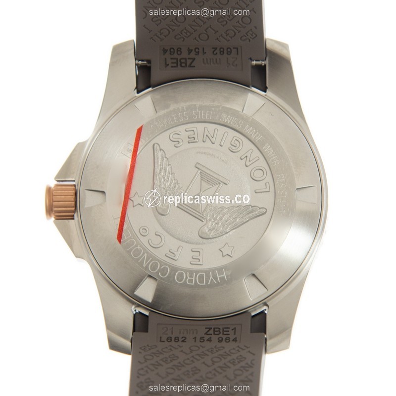 Elegant Longines Conquest Replica in 18kt Rose Gold & Steel, Automatic Movement, Gray Dial Watch - view 3