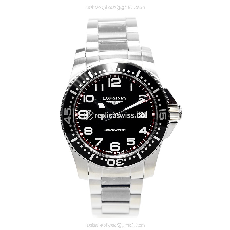 Elegant Longines Conquest Replica with Black Dial & Stainless Steel Case Watch - view 2