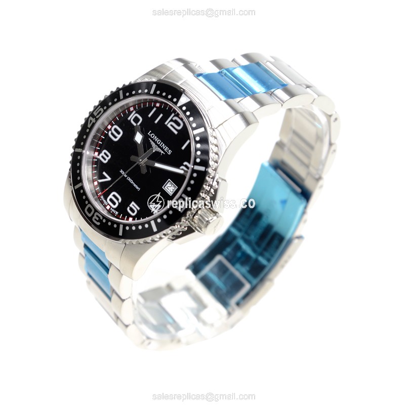 Elegant Longines Conquest Replica with Black Dial & Stainless Steel Case Watch - view 3