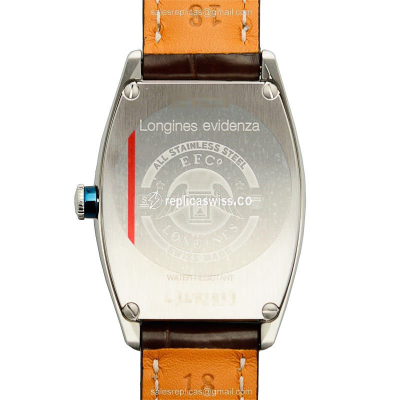 Elegant Longines EVIDENZA Replica Watch | Automatic, White Dial, Brown Alligator Strap - view 3