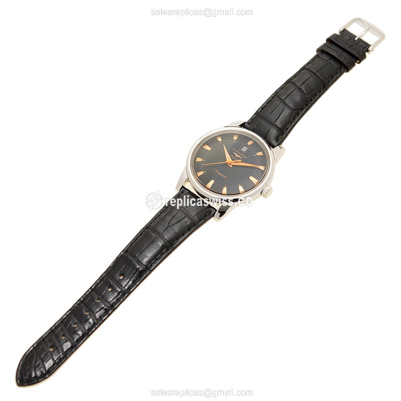 Elegant Longines Heritage Replica in Black Dial & Stainless Steel Case with Automatic Movement Watch - view 2