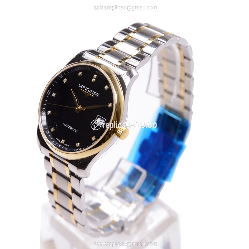 Elegant Longines L2.518.5.57.7 Master Automatic PVD Gold Replica, Black Dial, Gold PVD Clasp & - view 3