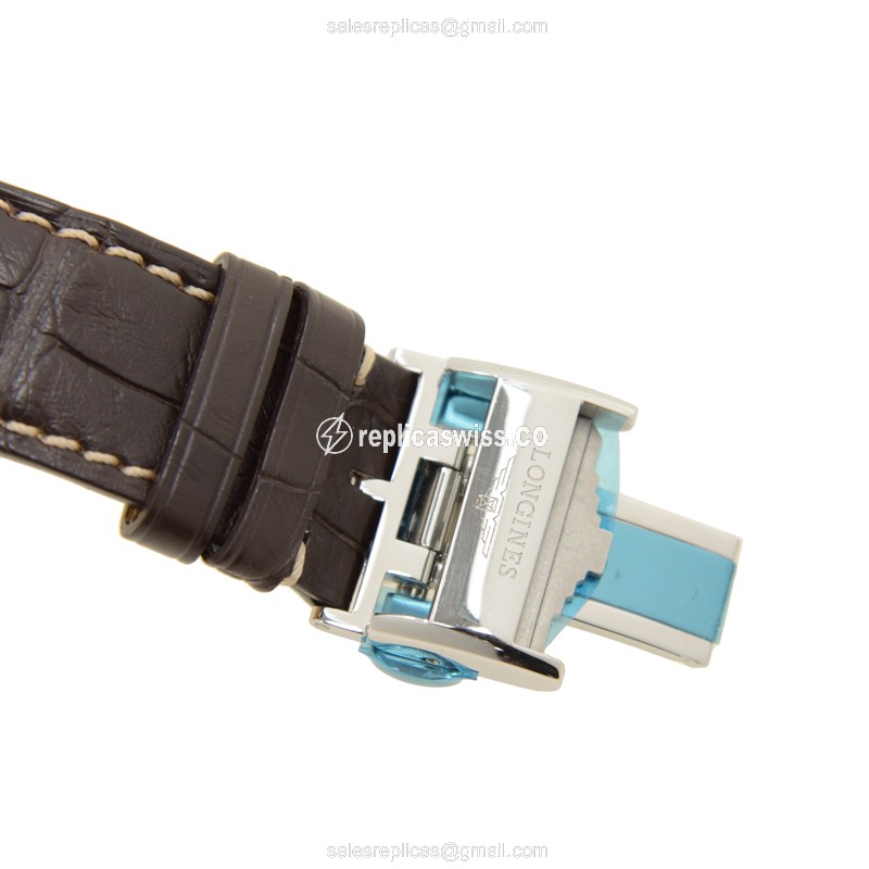 Elegant Longines L2.755.4.78.5 Replica Watch | Automatic Movement, Silver Dial & Genuine Leather - view 4