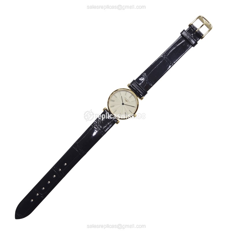 Elegant Longines L4.209.2.41.2 LA GRANDE Replica with Gold PVD Case Black Alligator Strap Watch - view 2