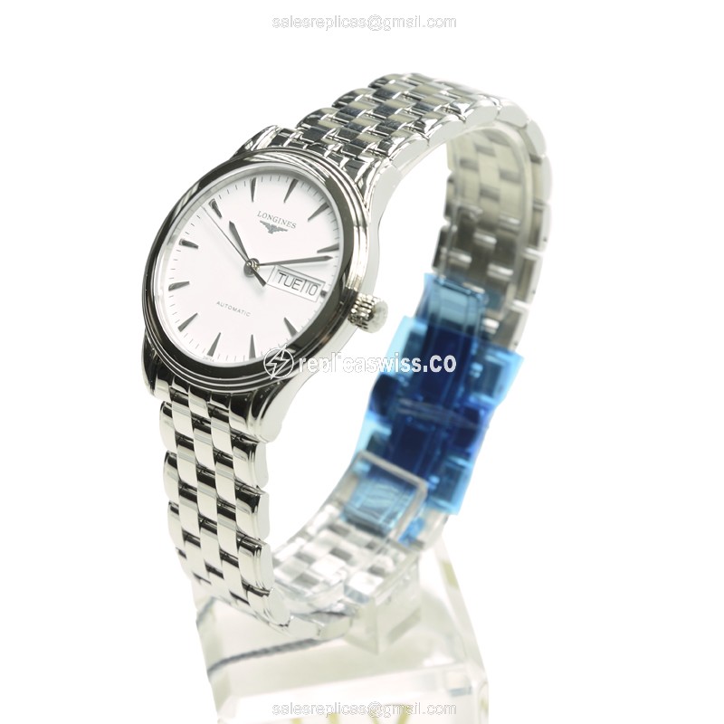 Elegant Longines L4.799.4.12.6 Replica Watch | Automatic Movement, White Dial & Stainless Steel Case - view 3