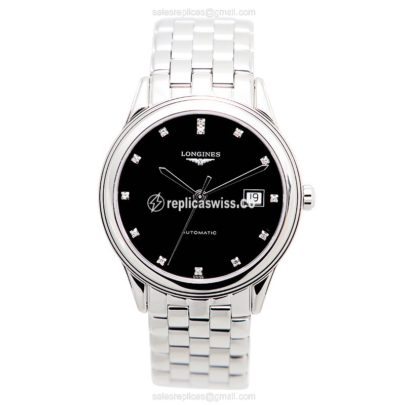 Elegant Longines L4.874.4.57.6 Replica Watch | Automatic Movement, Black Dial, Stainless Steel Case - view 2