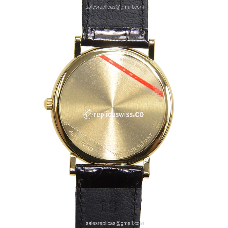 Elegant Longines LA GRANDE Replica, White Dial, 18kt Gold Case, Alligator Strap Watch - view 3
