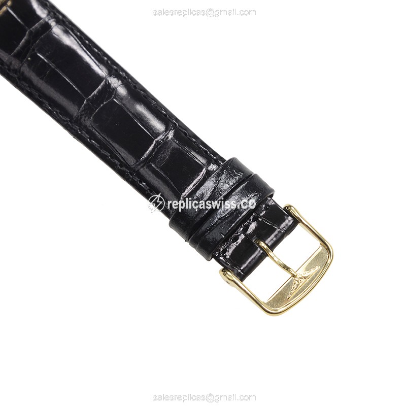 Elegant Longines LA GRANDE Replica, White Dial, 18kt Gold Case, Alligator Strap Watch - view 4