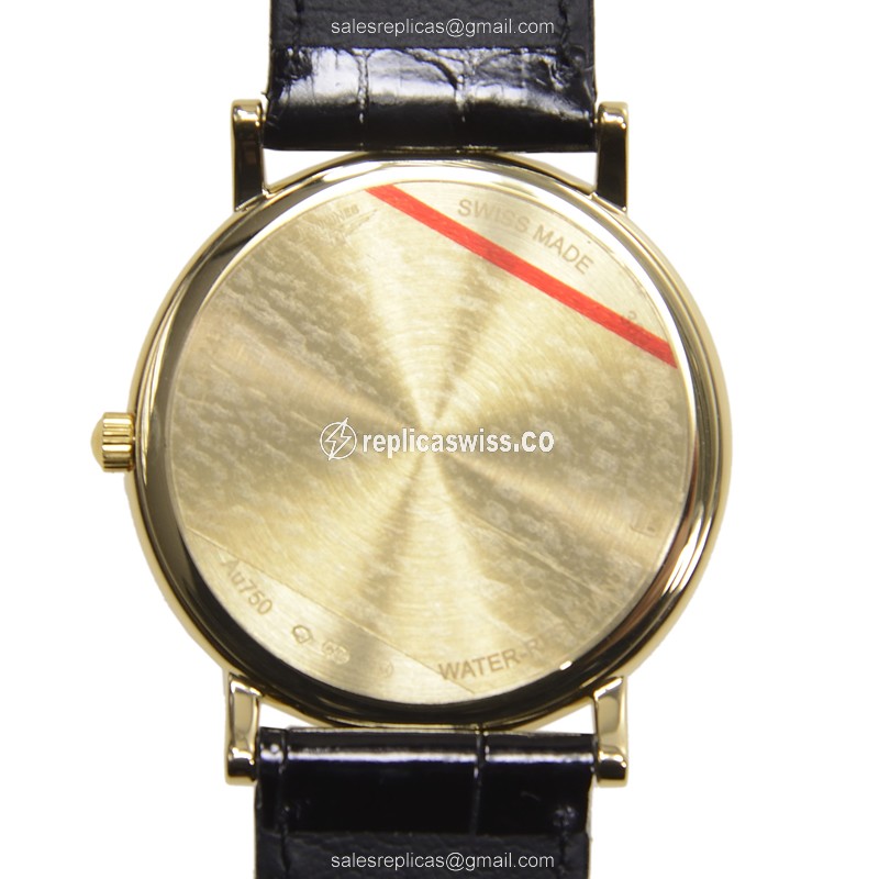 Elegant Longines Presence Replica in 18kt Gold, White Dial, Alligator Strap Watch - view 3
