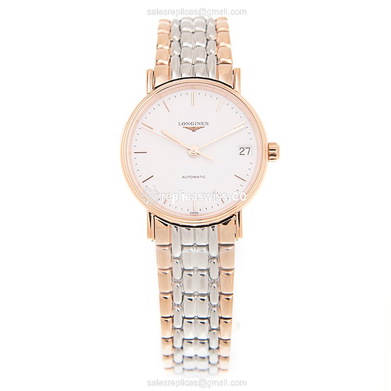 Elegant Longines Presence Replica in 18kt Steel & Rose Gold, Automatic Movement & White Dial Watch - view 2