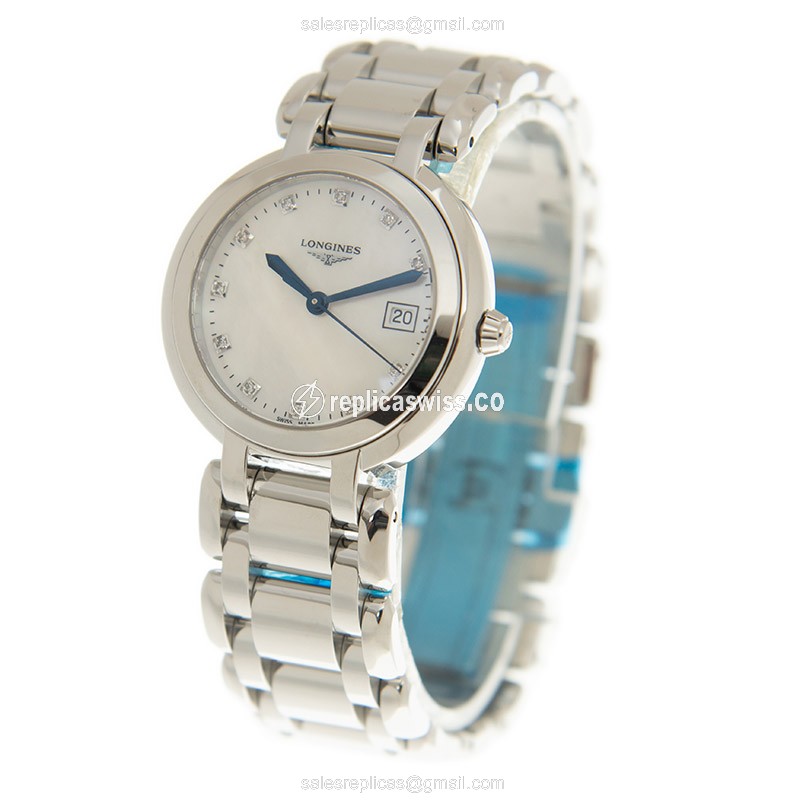 Elegant Longines Prima Luna Replica in White Dial & Stainless Steel Case, Quartz Movement Watch - view 3