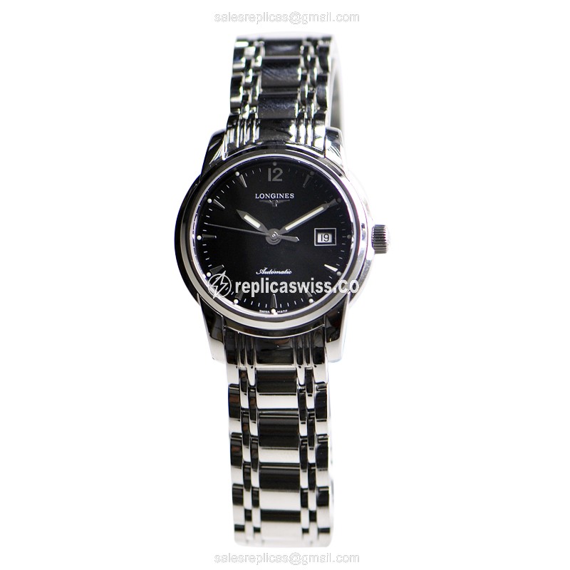 Elegant Longines Saint Imier Replica Watch in Stainless Steel Case & Black Dial, Automatic Movement - view 2