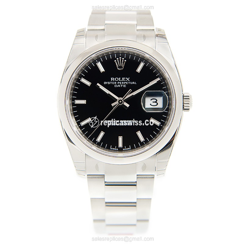 Elegant Rolex 115200BK_O OYSTER PERPETUAL Replica, Automatic Movement, Black Dial & Stainless Steel - view 2