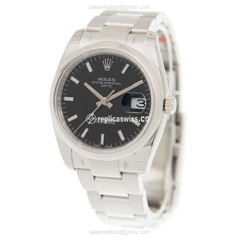 Elegant Rolex 115200BK_O OYSTER PERPETUAL Replica, Automatic Movement, Black Dial & Stainless Steel - view 3
