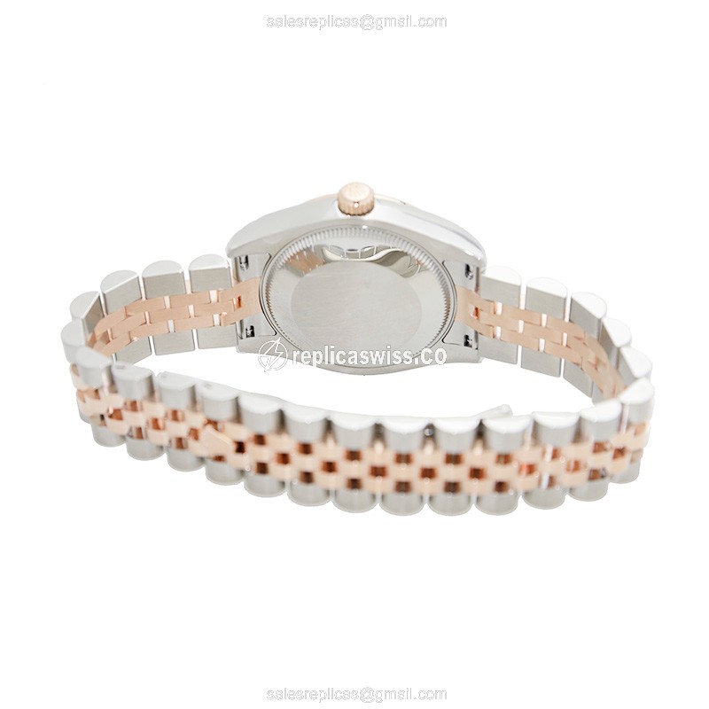Elegant Rolex Lady Datejust Replica in 18kt Gold Black, Automatic Movement Crystal Bezel - view 4