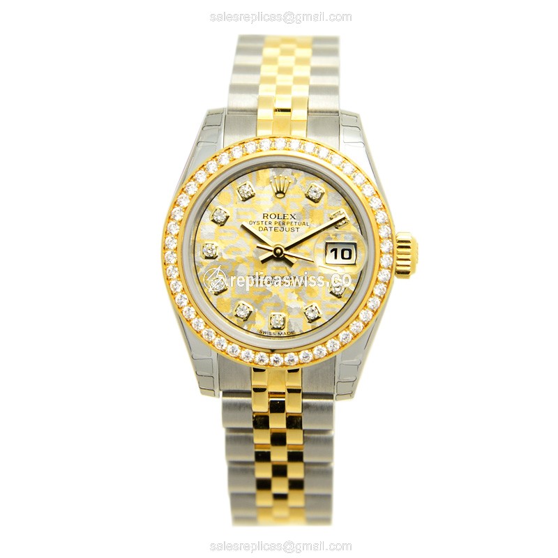 Elegant Rolex Lady Datejust Replica in 18kt Gold Diamond, Automatic Movement & Sapphire Crystal - view 2