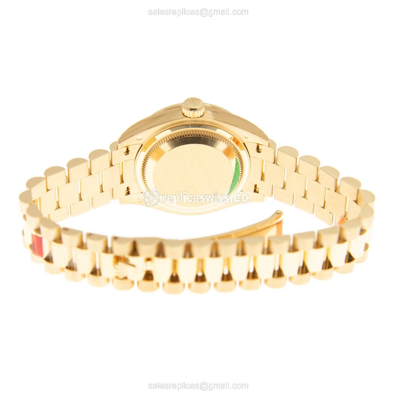 Elegant Rolex Lady Datejust Replica in 18kt Gold with White Dial Automatic Movement Watch - view 4