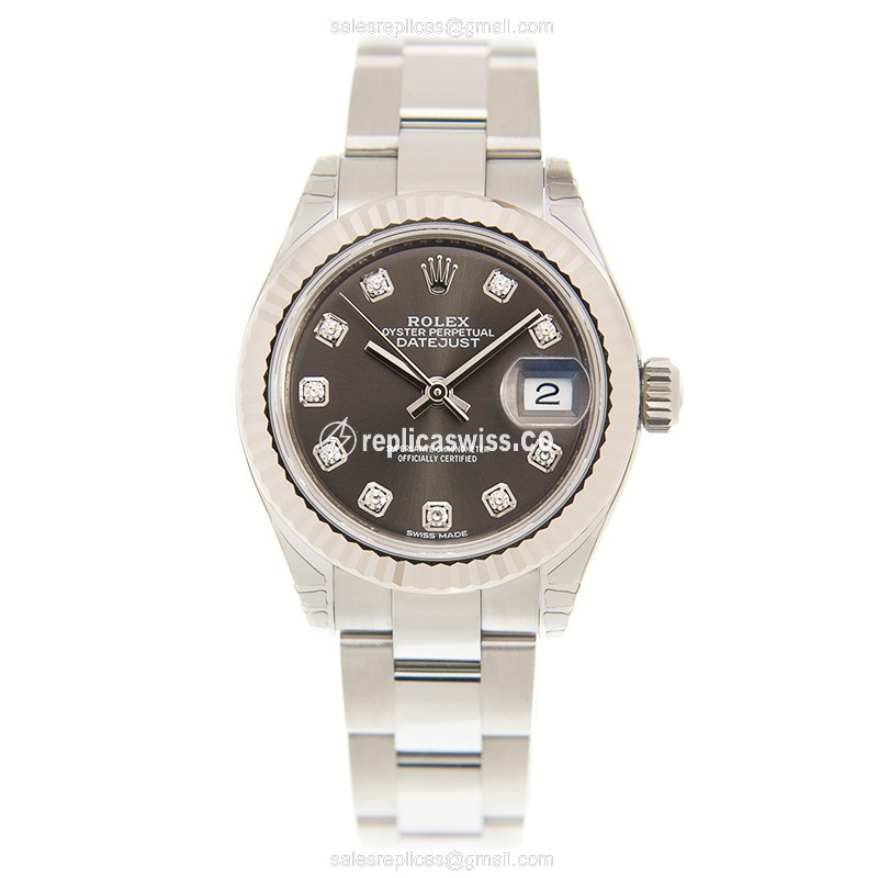 Elegant Rolex Lady Datejust Replica in 18kt Steel & Gray Dial, Automatic Movement Watch - view 2