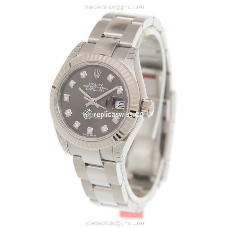 Elegant Rolex Lady Datejust Replica in 18kt Steel & Gray Dial, Automatic Movement Watch - view 3