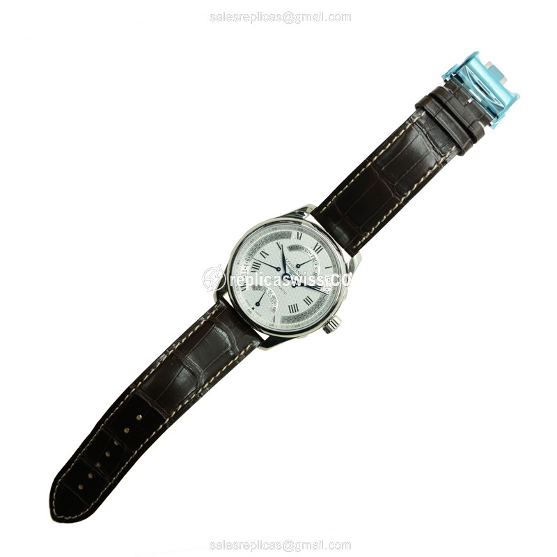 Exquisite Longines L2.717.4.71.3 Replica, Automatic White Dial on Brown Alligator strap Watch - view 2