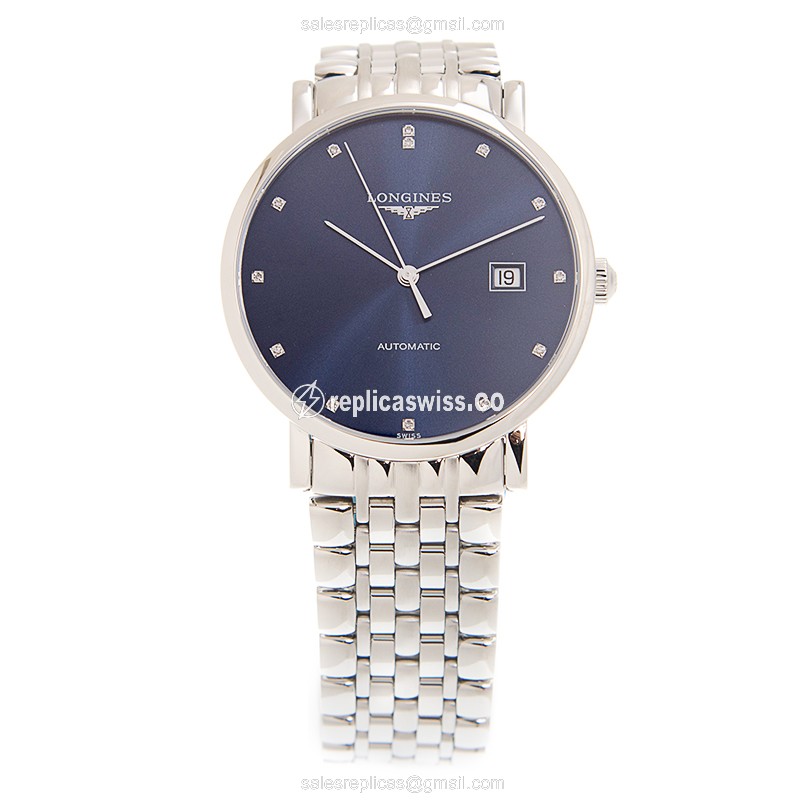 Exquisite Longines L4.910.4.97.6 Replica, Automatic Blue Dial Silver Steel Band Watch - view 2