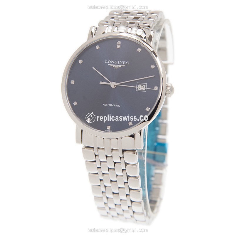 Exquisite Longines L4.910.4.97.6 Replica, Automatic Blue Dial Silver Steel Band Watch - view 3