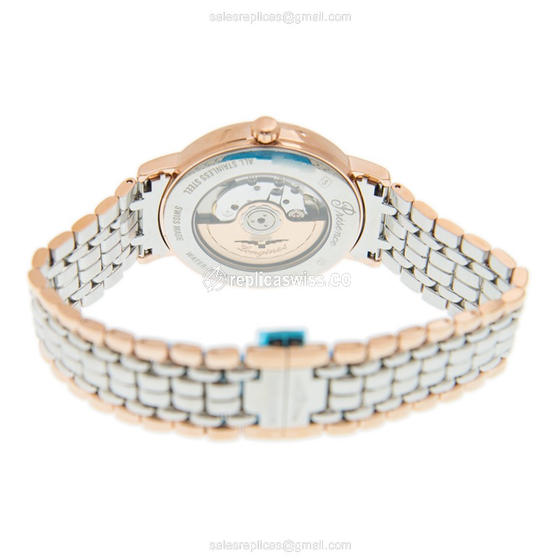 Exquisite Longines L4.922.1.11.7 Presence Replica with White Dial & 18kt Gold Strap Watch - view 4