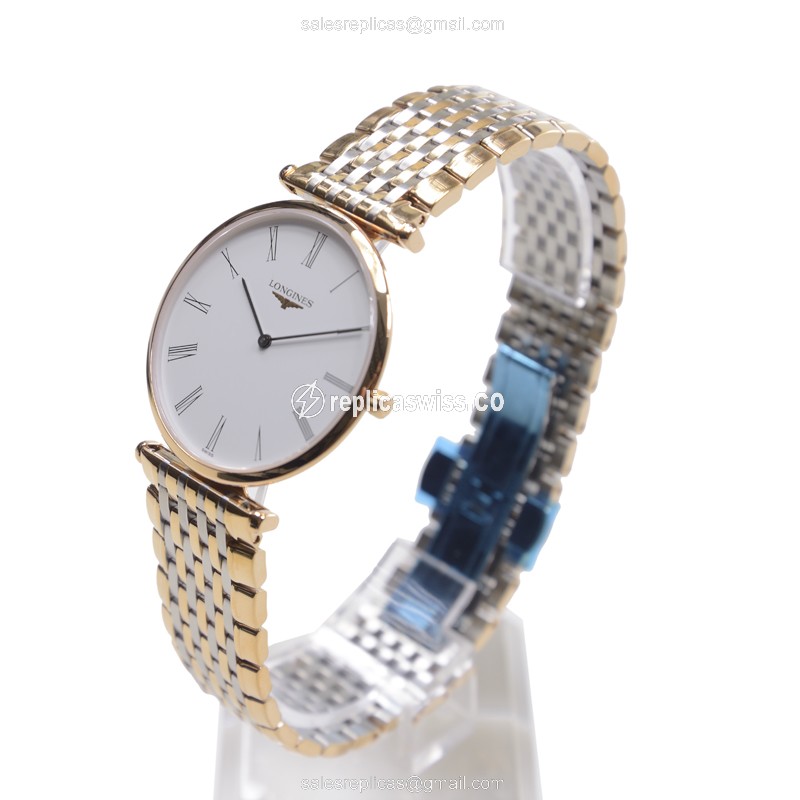 Exquisite Longines LA GRANDE Quartz Replica in PVD Gold Case & White Dial Watch - view 3