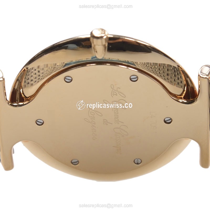 Exquisite Longines LA GRANDE Quartz Replica in PVD Gold Case & White Dial Watch - view 4