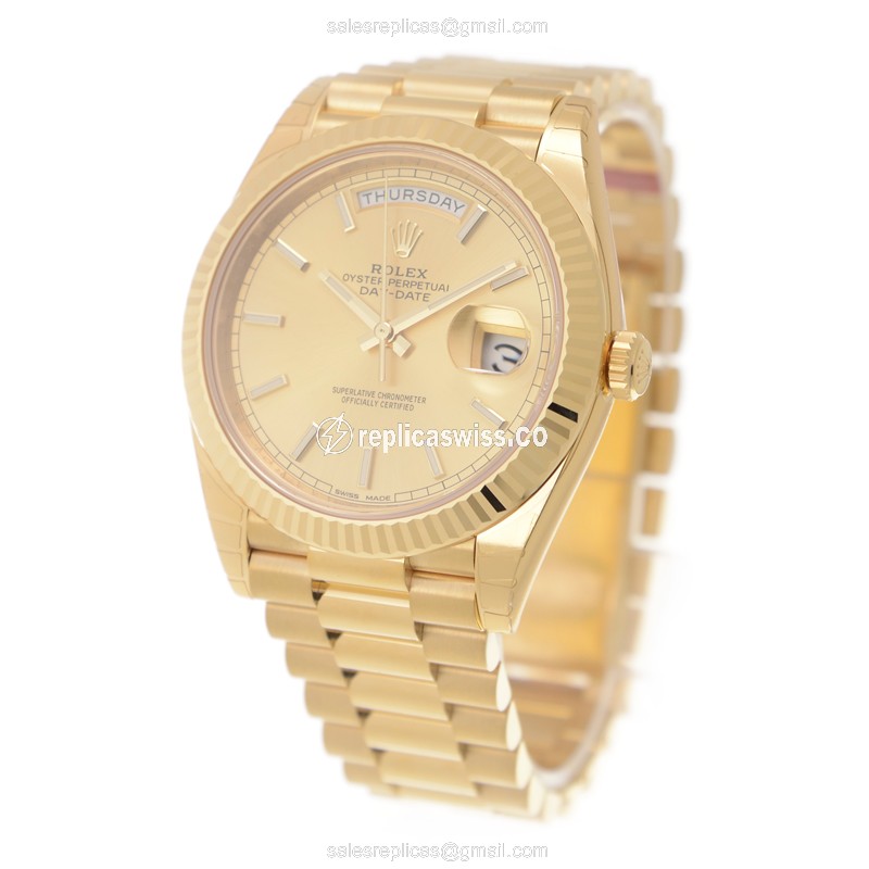 Exquisite Rolex 228238-0003 DAY-DATE Replica in 18kt Gold, Automatic Movement & Gold Bracelet Watch - view 3