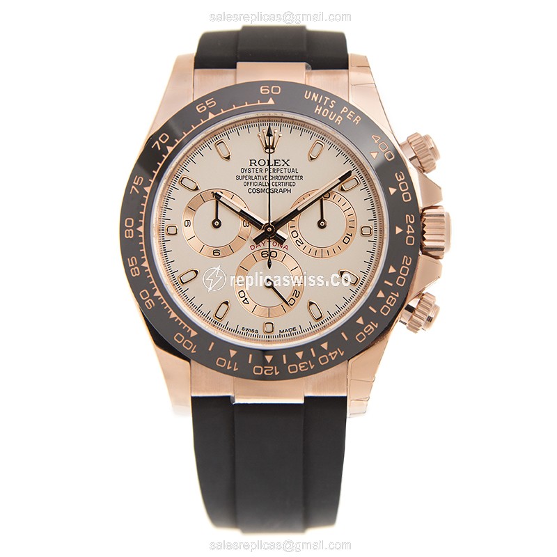 Exquisite Rolex Daytona 116515LN-0019 Replica in 18kt Rose Gold & Ivory Dial, Automatic Movement - view 2