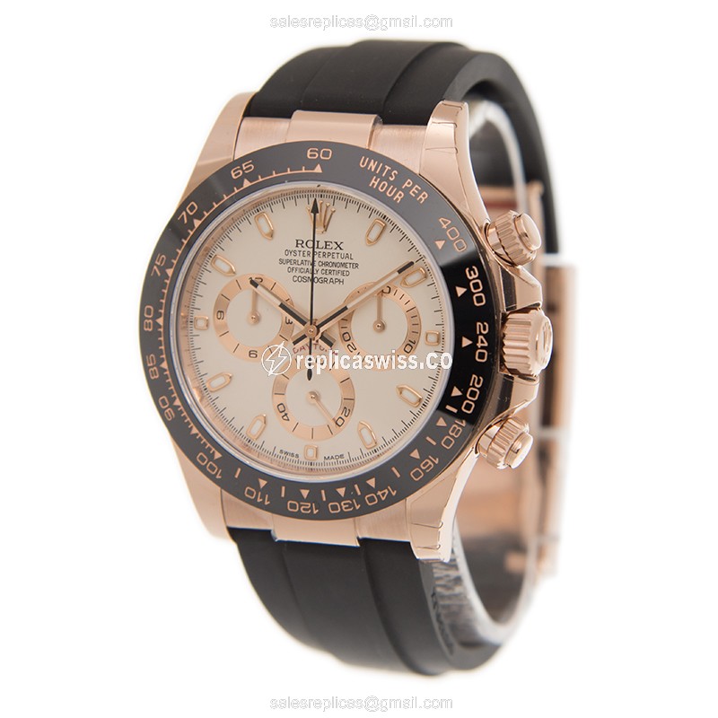 Exquisite Rolex Daytona 116515LN-0019 Replica in 18kt Rose Gold & Ivory Dial, Automatic Movement - view 3