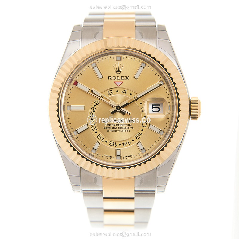Glamorous Rolex 326933-0001 SKY-DWELLER in Gold & Steel, Automatic Movement & 18kt Gold Case Watch - view 2