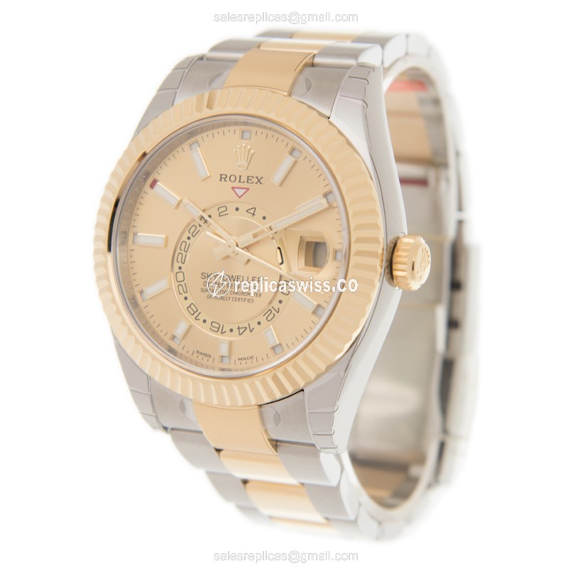 Glamorous Rolex 326933-0001 SKY-DWELLER in Gold & Steel, Automatic Movement & 18kt Gold Case Watch - view 3