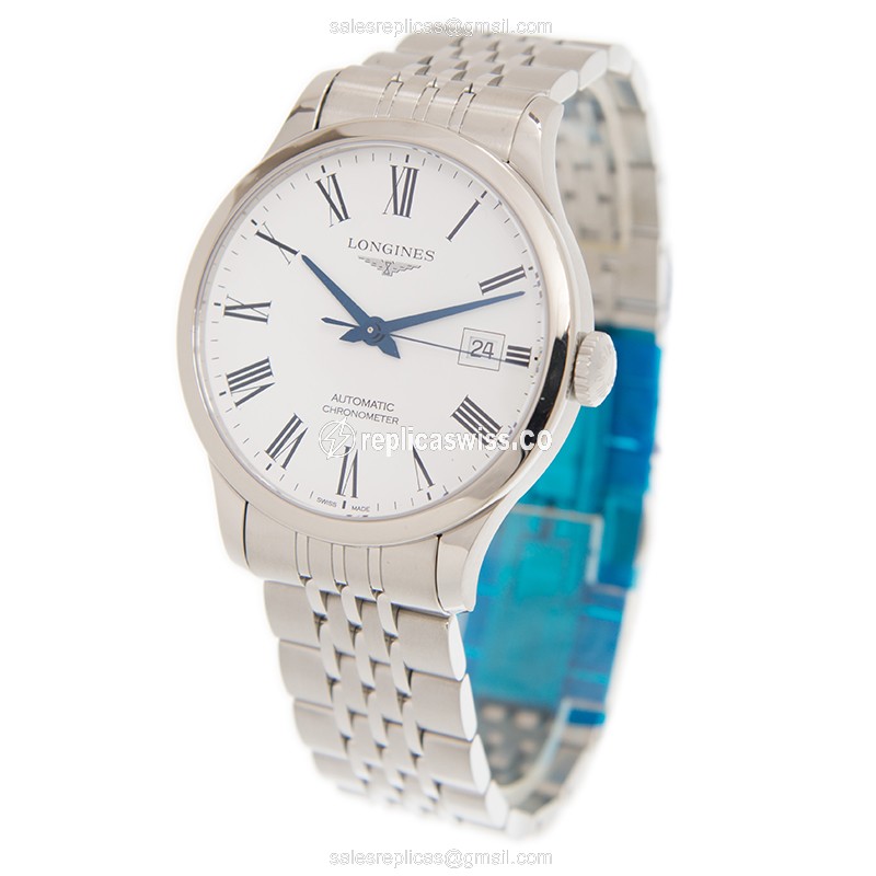 L2.820.4.11.6 Longines Record Replica | White Dial | Stainless Steel Case & Band Watch - view 3