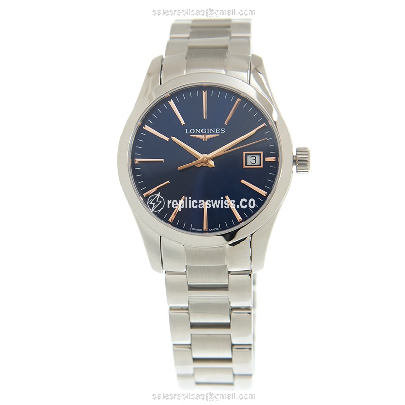 Longines Conquest Classic L2.386.4.92.6 Replica | Blue Dial | Stainless Steel Case & Strap Watch - view 2