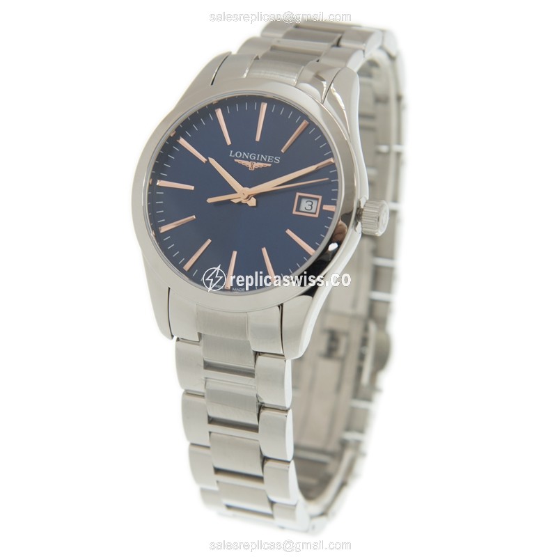 Longines Conquest Classic L2.386.4.92.6 Replica | Blue Dial | Stainless Steel Case & Strap Watch - view 3