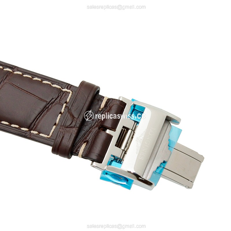 Longines Conquest L2.785.4.76.3 Replica, Automatic Movement, Silver Dial & Leather Strap Watch - view 4