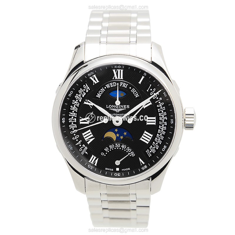 Longines L2.739.4.51.6 Master Automatic Watch in Stainless Steel & Black Dial - view 2