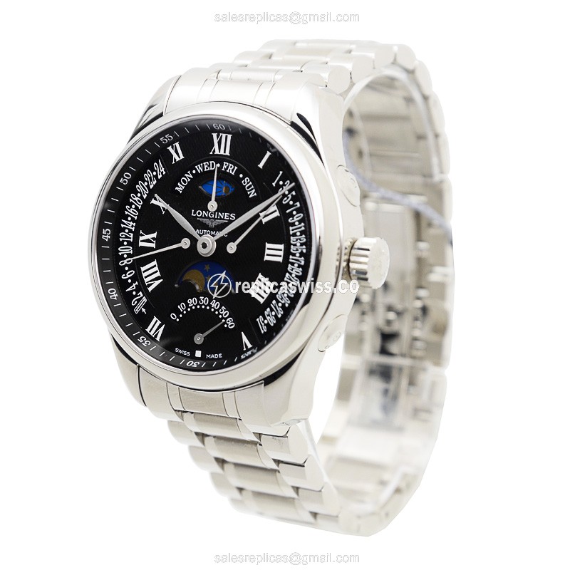 Longines L2.739.4.51.6 Master Automatic Watch in Stainless Steel & Black Dial - view 3