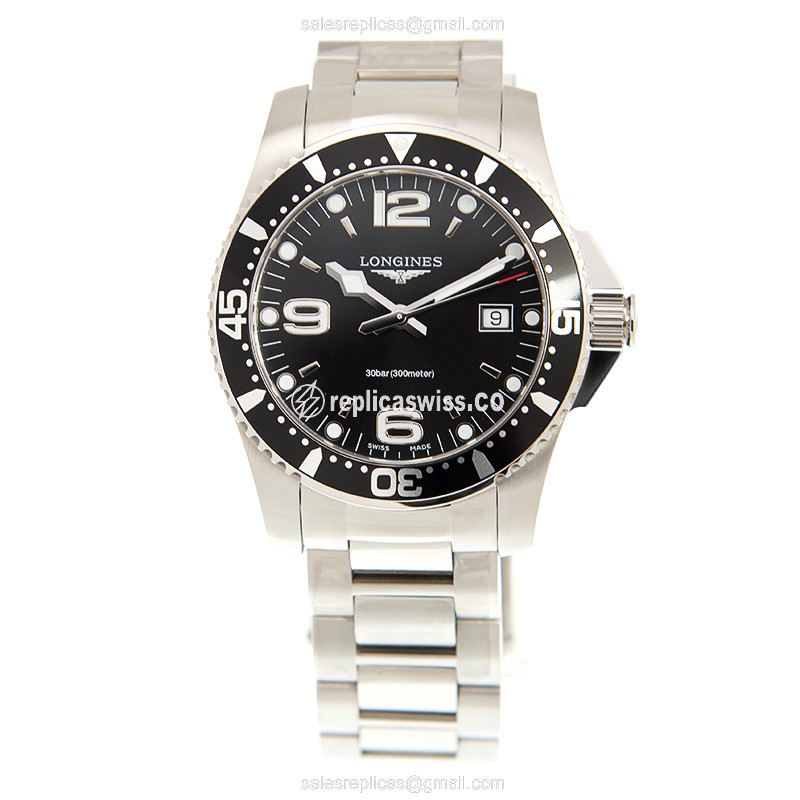 Longines L3.740.4.56.6 CONQUEST Replica | Black Dial | Stainless Steel Case Watch - view 2