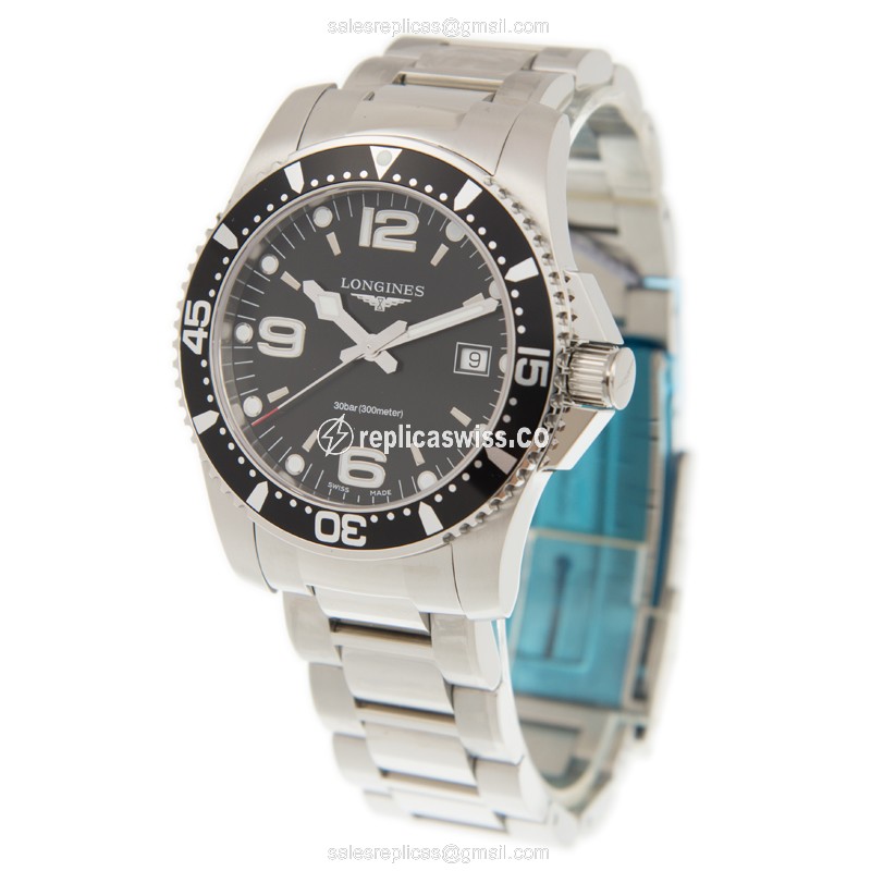 Longines L3.740.4.56.6 CONQUEST Replica | Black Dial | Stainless Steel Case Watch - view 3