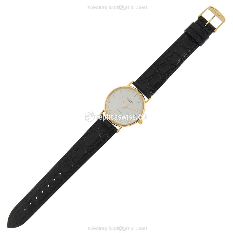 Longines Presence L4.322.2.12.2 Replica: Automatic White Dial, Gold-Plated Case Watch - view 2