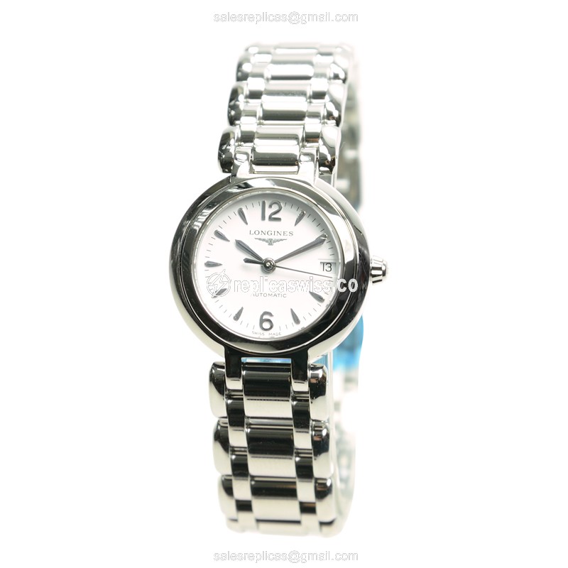 Longines Prima Luna Replica in Stainless Steel, Automatic Movement, White Dial Watch - view 2