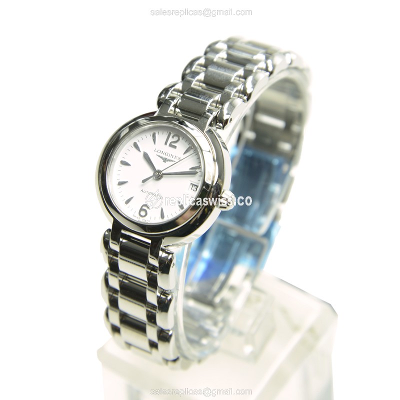 Longines Prima Luna Replica in Stainless Steel, Automatic Movement, White Dial Watch - view 3
